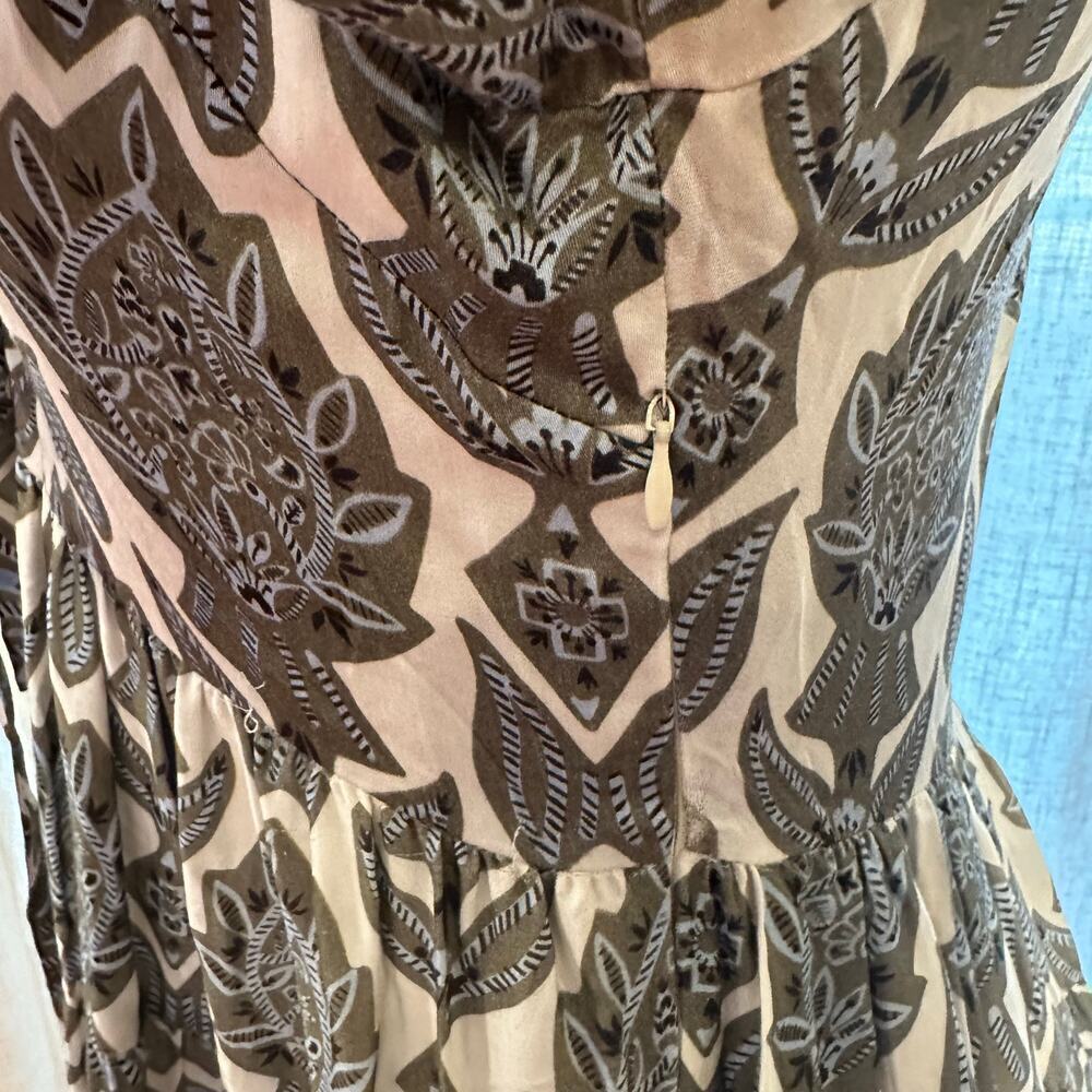 Omika Paisley Boho Mini Dress V Neck 3/4 Sleeve Pockets Size S - Picture 4 of 7